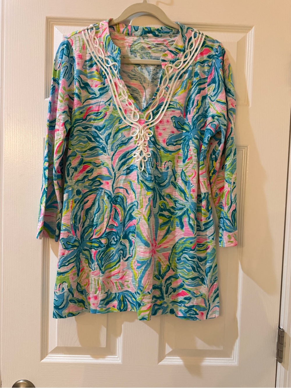 Lilly Pulitzer 100% Cotton Multicolor Tropical Swim Cover-Up Tunic